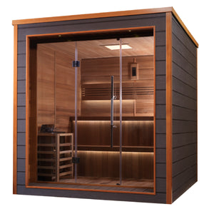 Golden Designs Bergen 6 Person Outdoor-Indoor Traditional Steam Sauna (GDI-8206-01) - Canadian Red Cedar Interior
