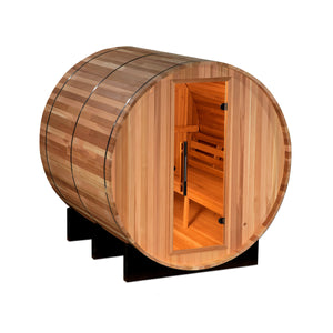Golden Designs Uppsala Edition 4 Person Traditional Barrel Steam Sauna - Canadian Red Cedar