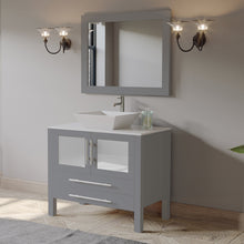 36 Inch Gray Wood and Porcelain Vessel Sink Vanity Set