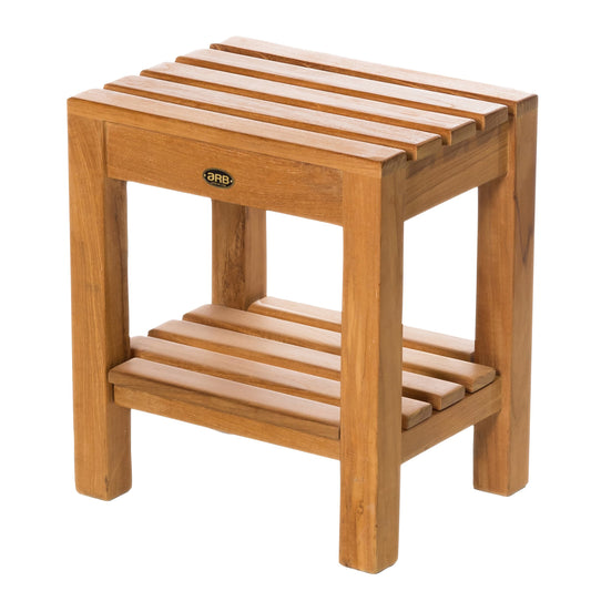 Teak Shower Bench Coach 16" (40 cm) with shelf