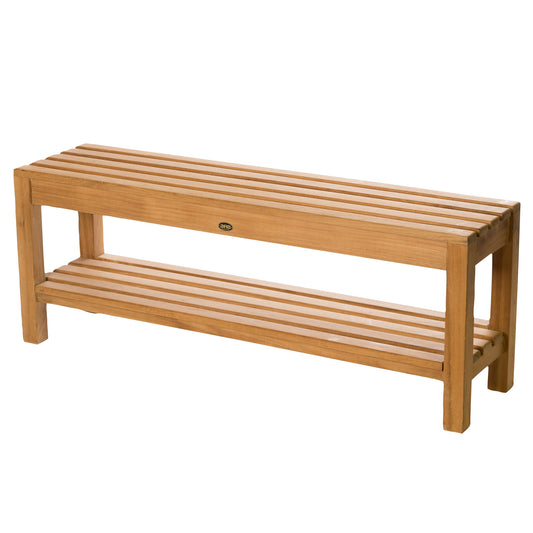 Teak Shower Bench Coach 47" (120 cm) with shelf