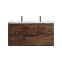 Eviva Smile 48″ Rosewood Wall Mount Modern Double Sink Bathroom Vanity w/ White Integrated Top