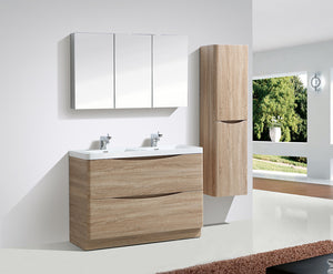 Eviva Smile 48″ White Oak Freestanding Modern Double Sink Bathroom Vanity w/ White Integrated Top