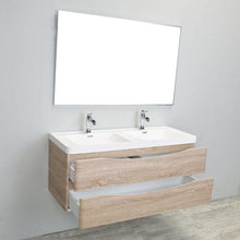 Eviva Smile 48″ White Oak Wall Mount Modern Double Sink Bathroom Vanity w/ White Integrated Top