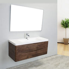 Eviva Smile 48″ Rosewood Wall Mount Modern Bathroom Vanity w/ White Integrated Top
