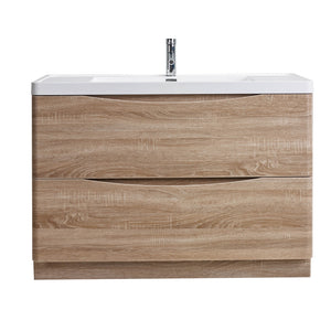 Eviva Smile 48″ White Oak Freestanding Modern Bathroom Vanity w/ White Integrated Top