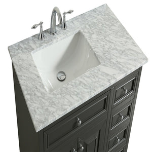 Eviva Monroe 36 in.  Bathroom Vanity  with White Carrara Marble Top & White Under-mount Porcelain Sink