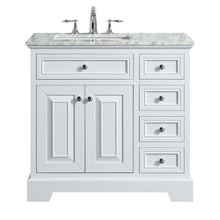 Eviva Monroe 36 in.  Bathroom Vanity  with White Carrara Marble Top & White Under-mount Porcelain Sink