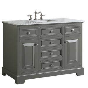 Eviva Monroe 48 in.  Bathroom Vanity  with White Carrara Marble Top and White Under-mount Porcelain Sink