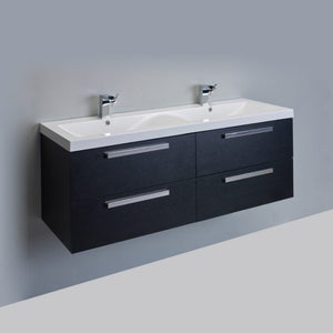 Eviva Surf® 57″ Black-Wood Modern Bathroom Vanity Set with Integrated White Acrylic Double Sink