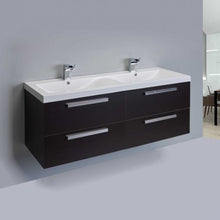 Eviva Surf 57″ Wenge Modern Bathroom Vanity Set with Integrated White Acrylic Double Sink
