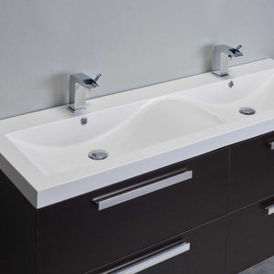 Eviva Surf 57″ Wenge Modern Bathroom Vanity Set with Integrated White Acrylic Double Sink