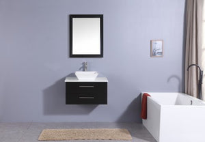 Totti Wave 24″ Espresso Modern Bathroom Vanity w/ Super White Man-Made Stone Top & Sink