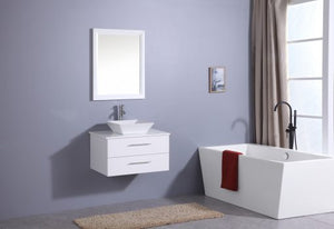 Totti Wave 24″ Espresso Modern Bathroom Vanity w/ Super White Man-Made Stone Top & Sink