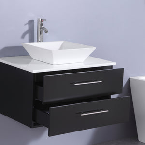 Totti Wave 30″ Modern Bathroom Vanity w/ Super White Man-Made Stone Top & Sink