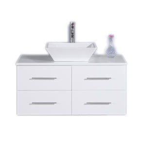 Totti Wave 36″ Modern Bathroom Vanity w/ Super White Man-Made Stone Top & Sink
